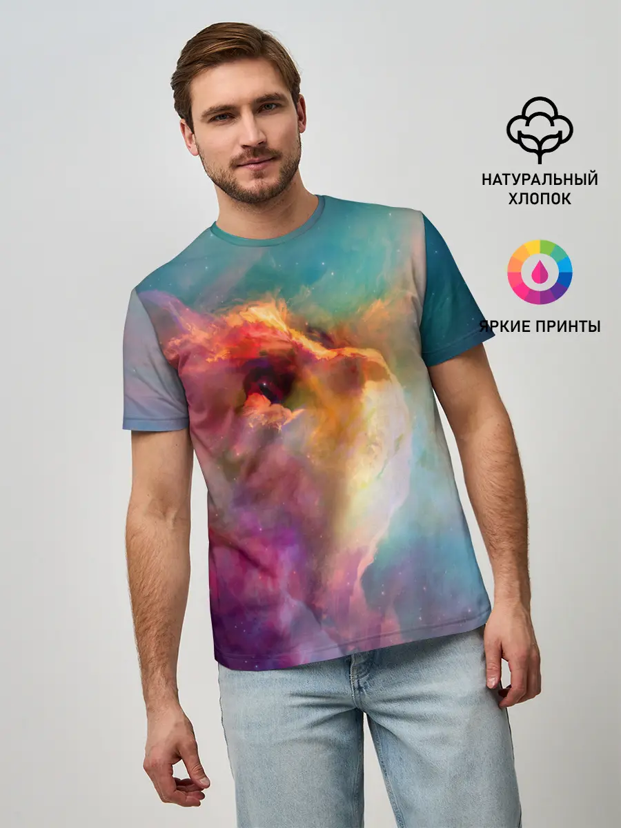 Мужская базовая футболка / КОСМИЧЕСКИЙ КОТ