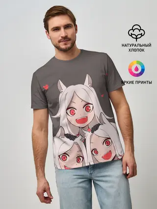 Мужская базовая футболка / Cerberus с сердечками Helltaker