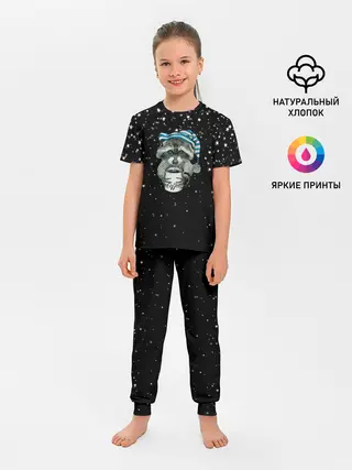 Детская пижама с брюками / Милый енот