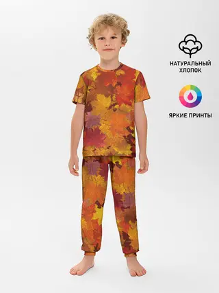 Детская пижама с брюками / Осенние листья
