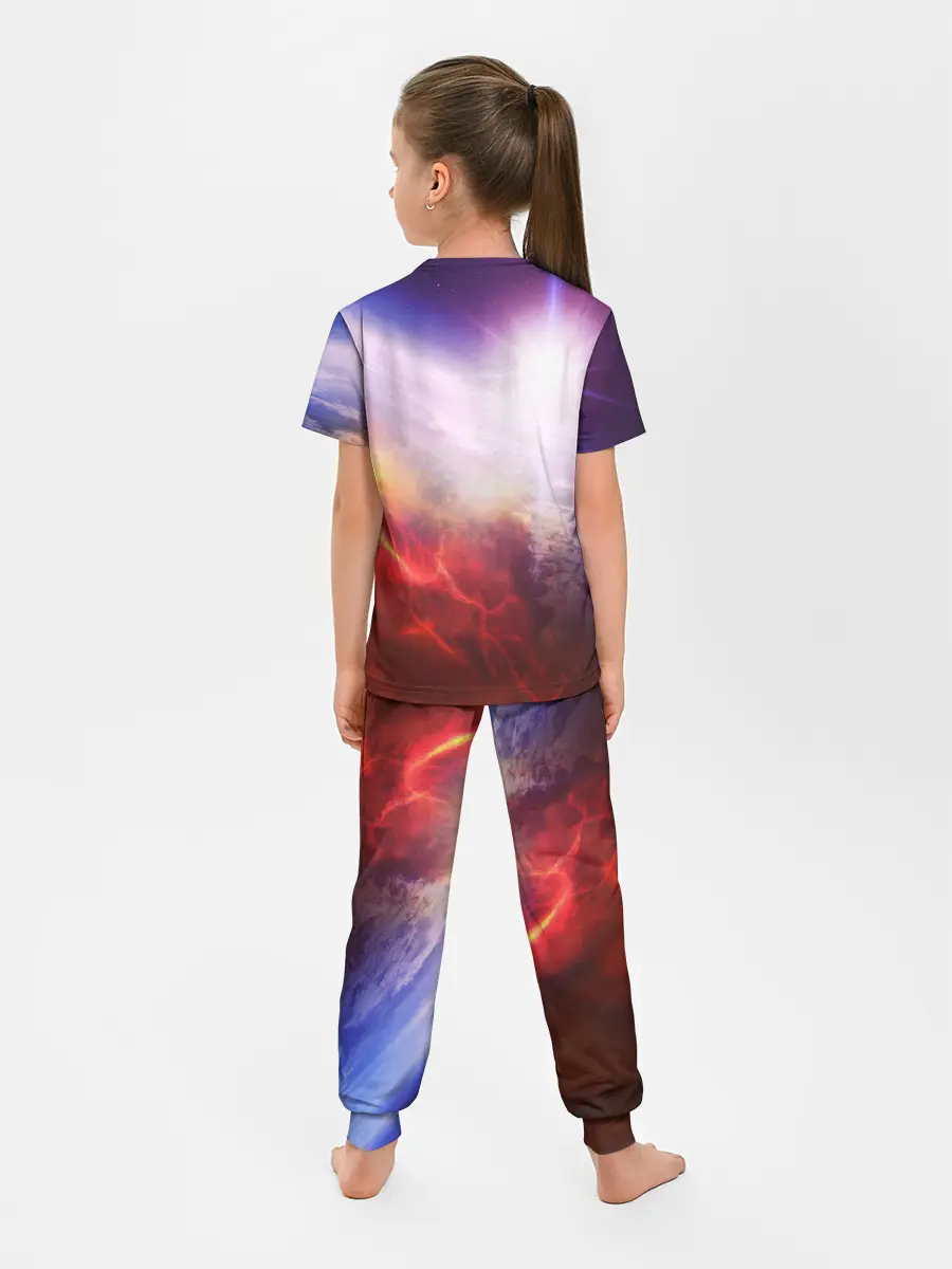 Детская пижама с брюками / Звезды в неоне