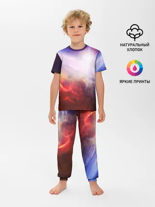 Детская пижама с брюками / Звезды в неоне
