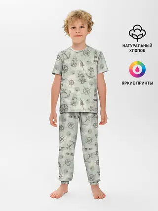 Детская пижама с брюками / Морская карта