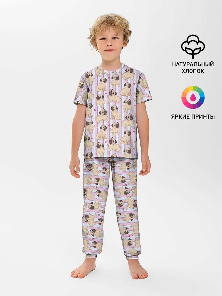 Детская пижама с брюками / Забавные Мопсы