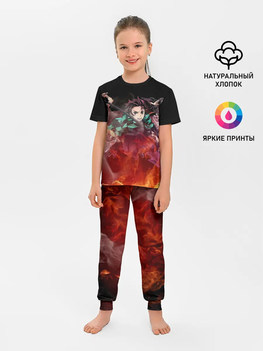 Детская пижама с брюками / Kimetsu no Yaiba в пламени