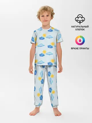 Детская пижама с брюками / Осень - тучки