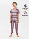 Детская пижама с брюками / Этнический красно-синий узор