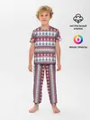 Детская пижама с брюками / Этнический красно-синий узор