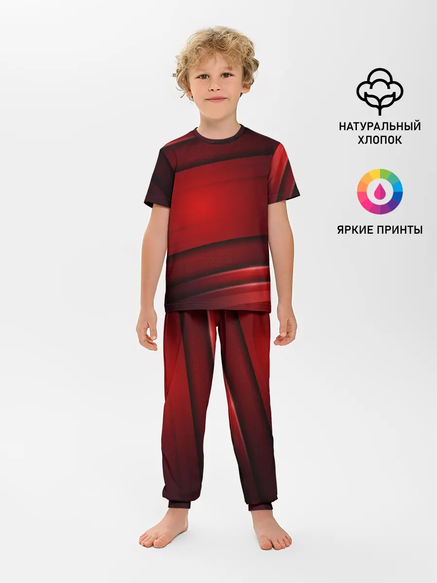 Детская пижама с брюками / 3D red Абстрактные линии