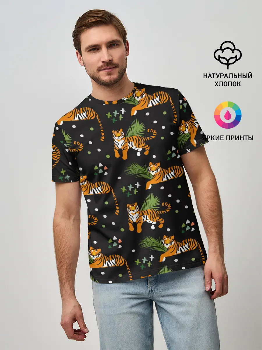 Мужская базовая футболка / Tigers | Тигровый Паттерн