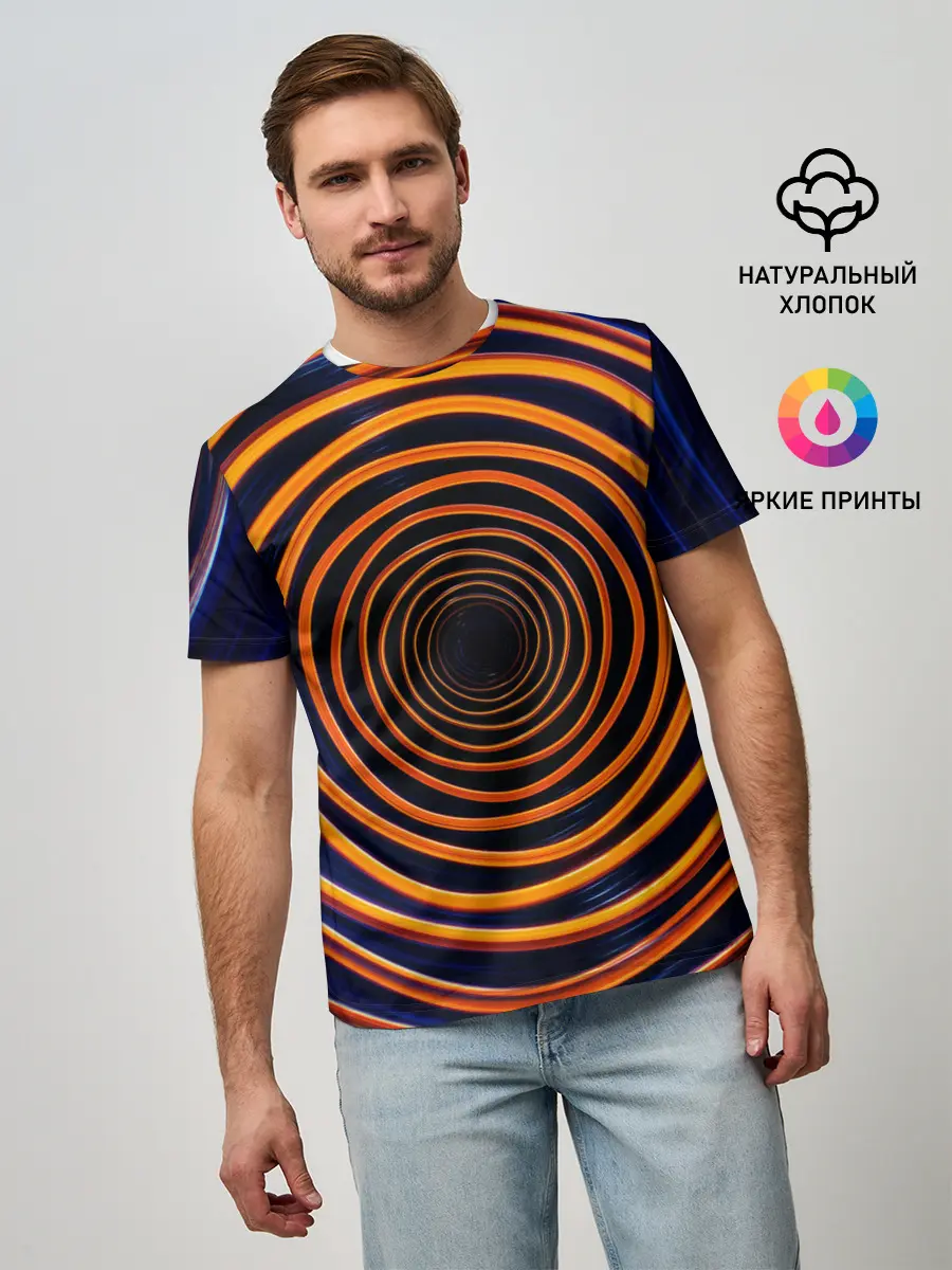 Мужская базовая футболка / Круги неоновые