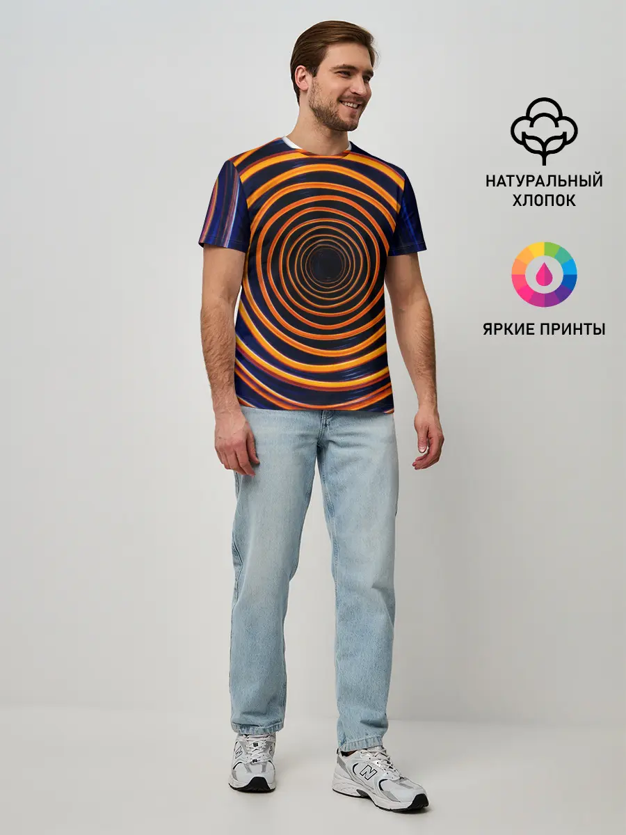 Мужская базовая футболка / Круги неоновые