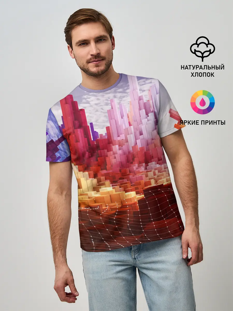 Мужская базовая футболка / Симуляция города