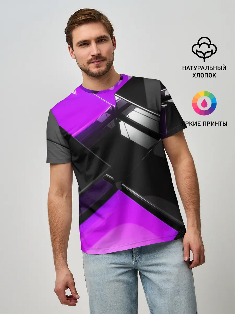 Мужская базовая футболка / Неоновые кубы