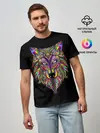 Мужская базовая футболка / Разноцветный Волк
