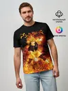 Мужская базовая футболка / Чёрный клевер Аста в огне