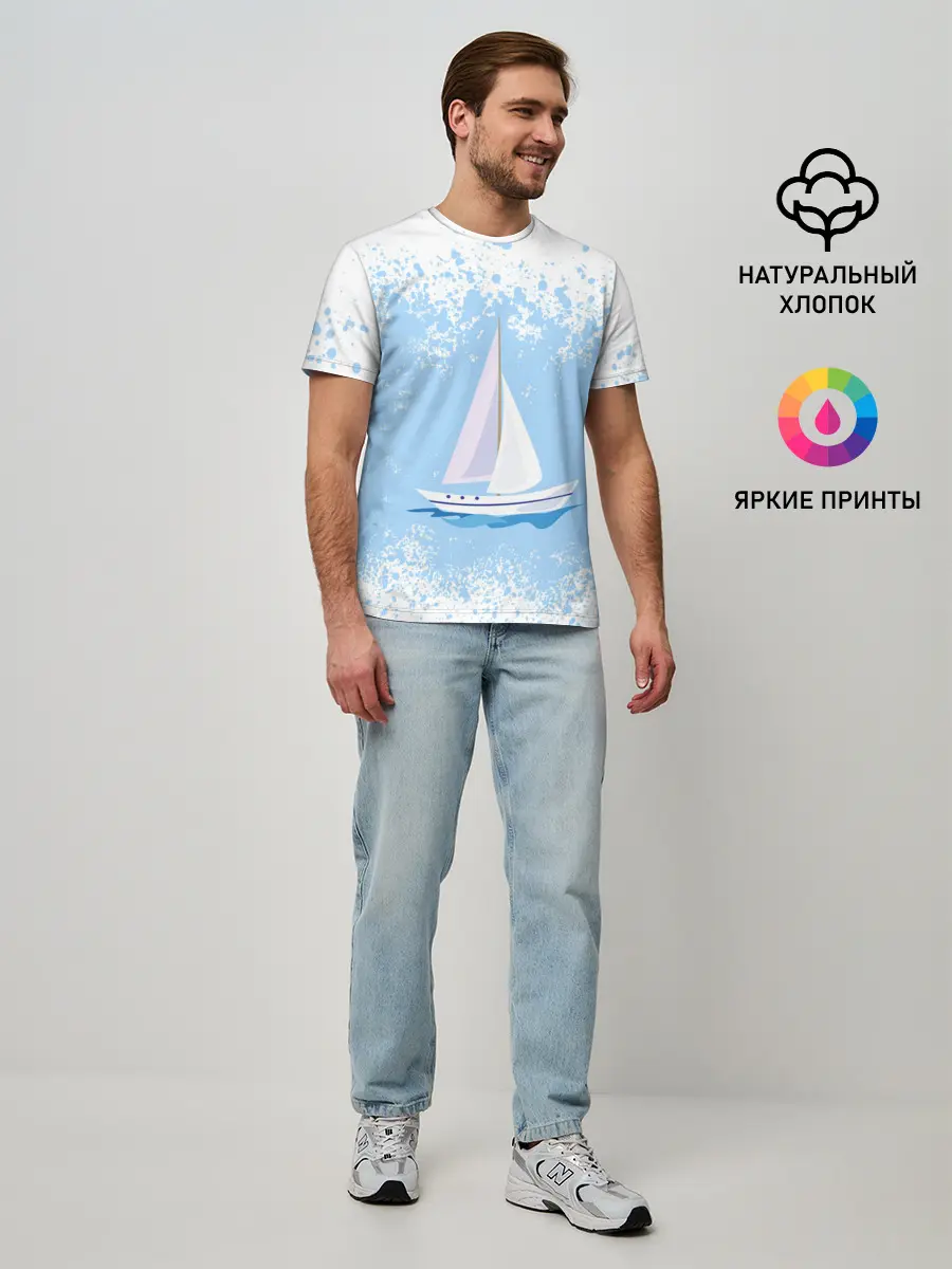 Мужская базовая футболка / ОДИНОКАЯ ЛОДКА | SAILBOAT