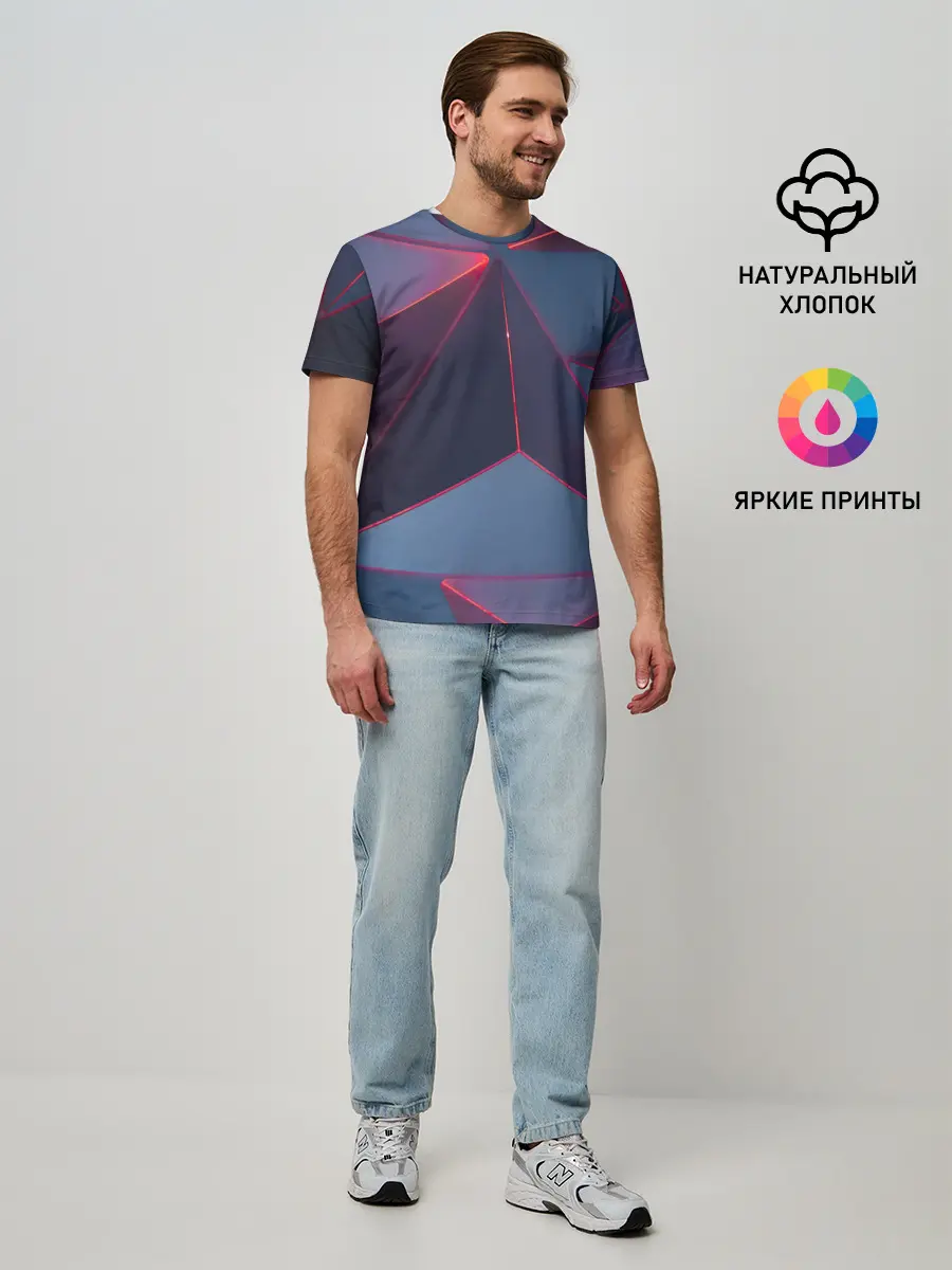 Мужская базовая футболка / Неоновый треугольник.