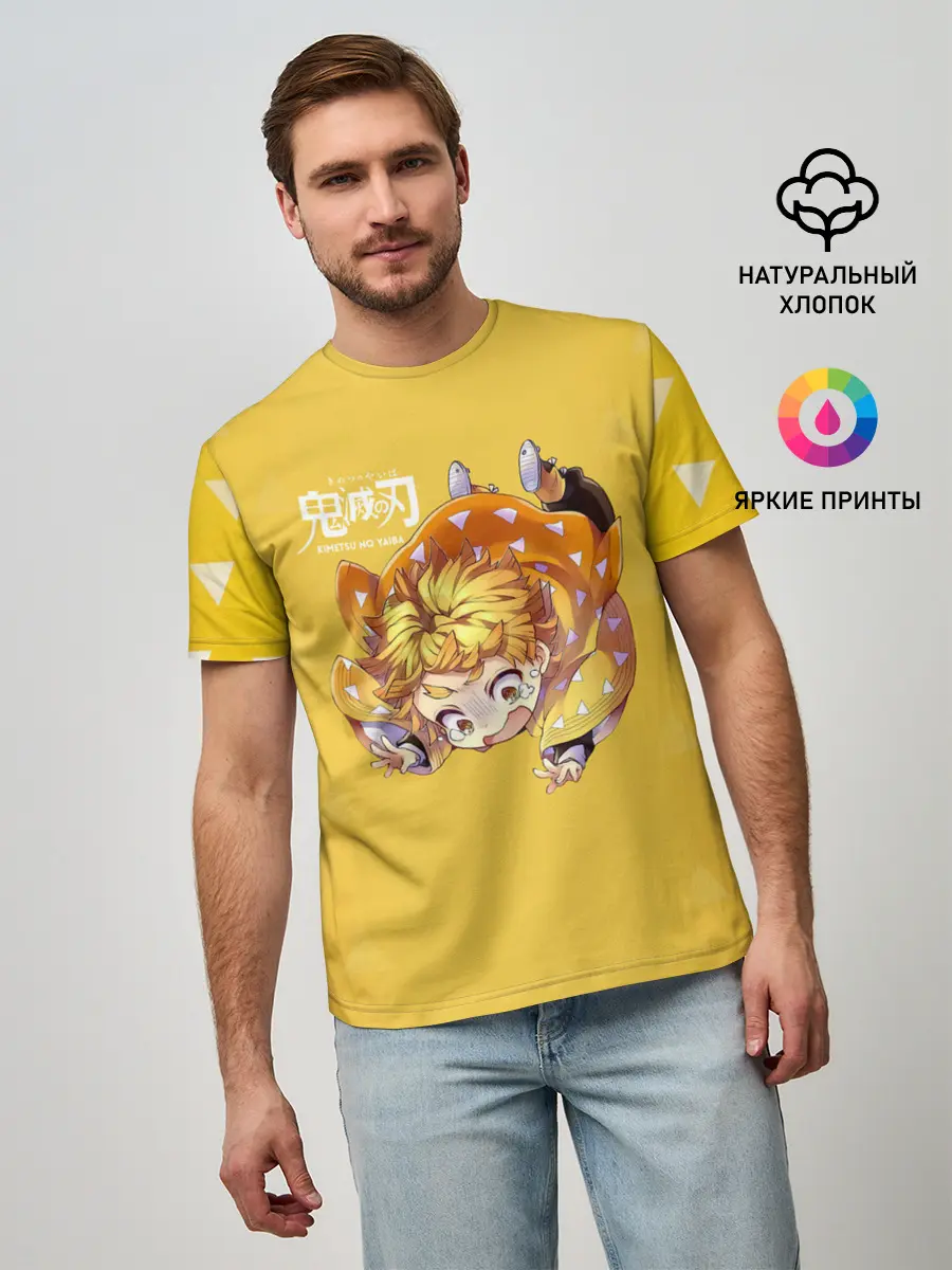 Мужская базовая футболка / Зеницу Агацума Kimetsu no Yaiba