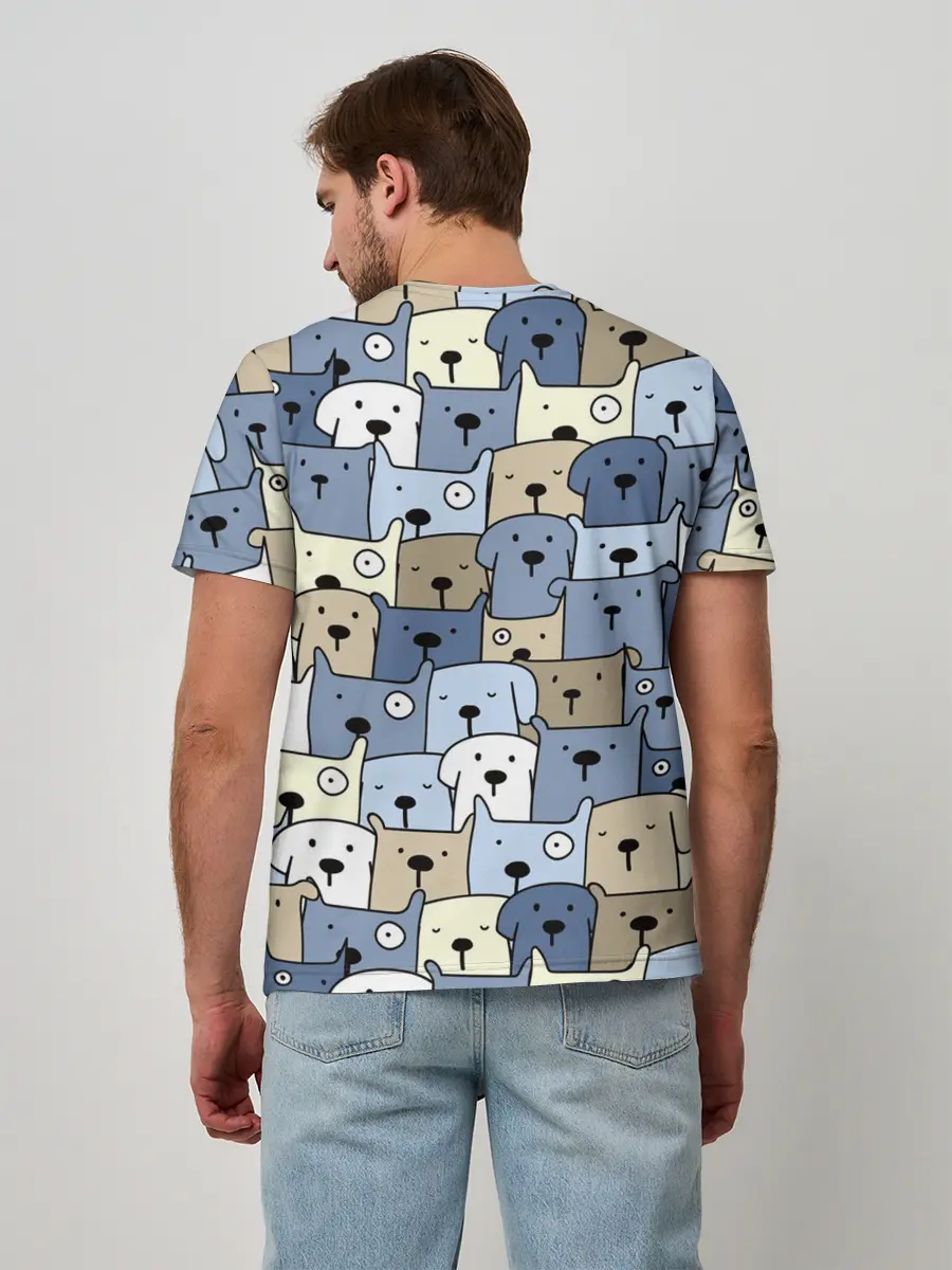 Мужская базовая футболка / Собачки рисунок паттерном