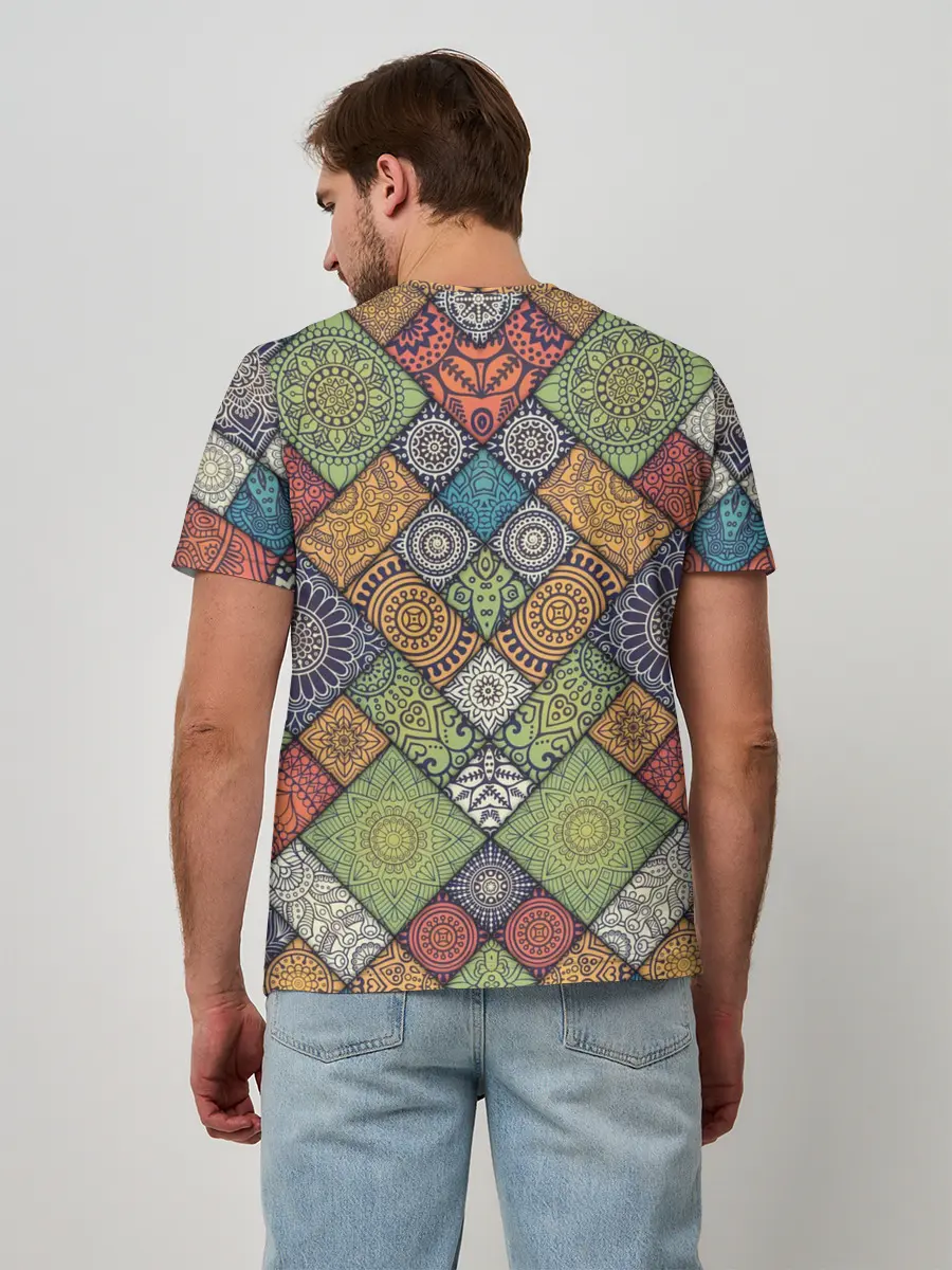 Мужская базовая футболка / Мандалы лоскутный печворк