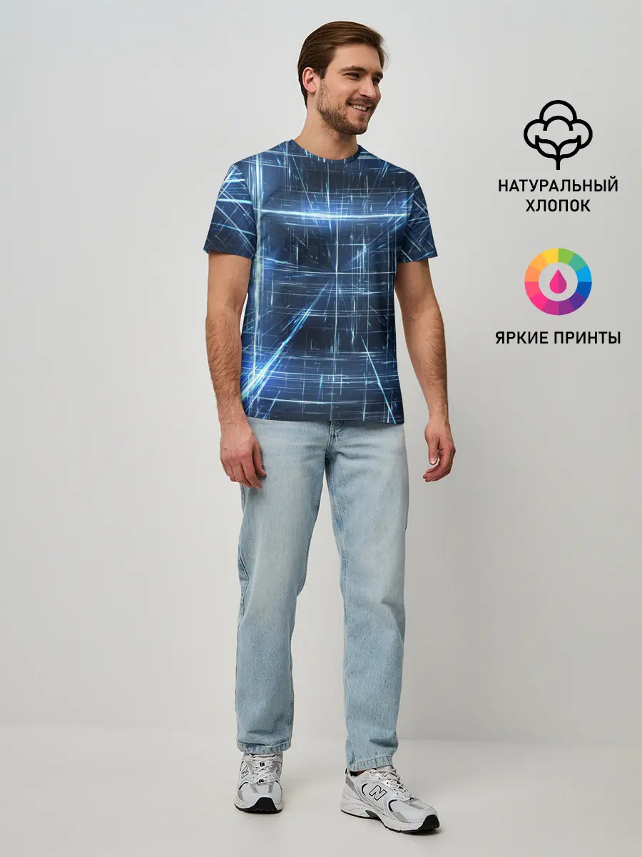 Мужская базовая футболка / Линии неона