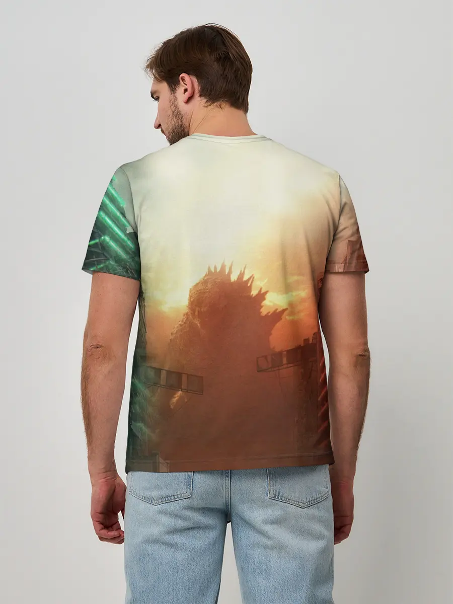 Мужская базовая футболка / ГОДЗИЛЛА РАЗРУШАЕТ ГОРОД