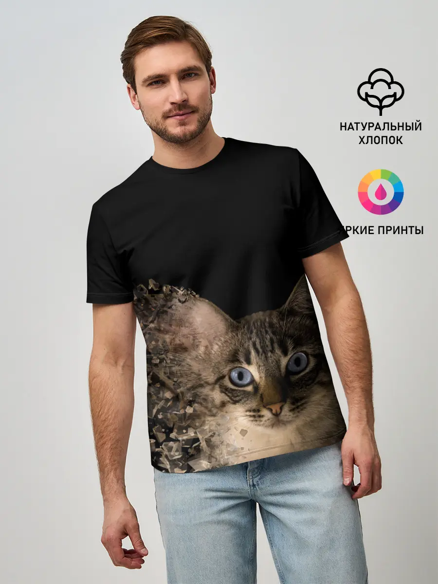 Мужская базовая футболка / Disintegrating Cat