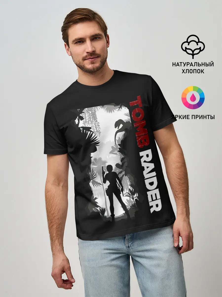 Мужская базовая футболка / Lara in jungle