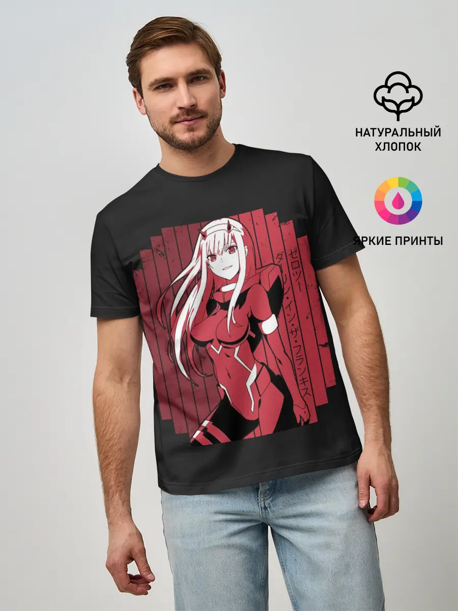 Мужская базовая футболка / Zero Two в костюме