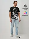 Мужская базовая футболка / Octopus Black and White