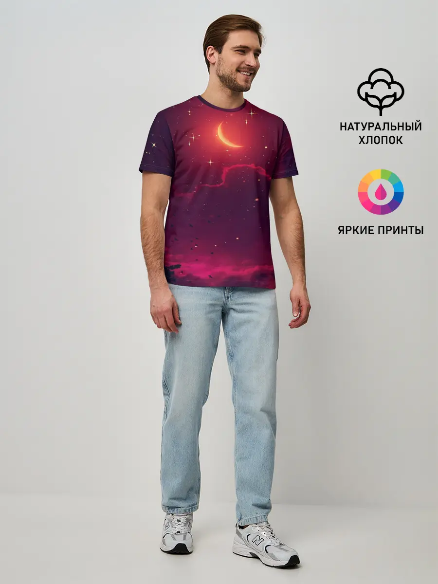 Мужская базовая футболка / СКАЗОЧНАЯ НОЧЬ 2 КРАСНЫЙ