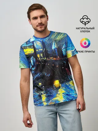 Мужская базовая футболка / Картина в стиле Вангога