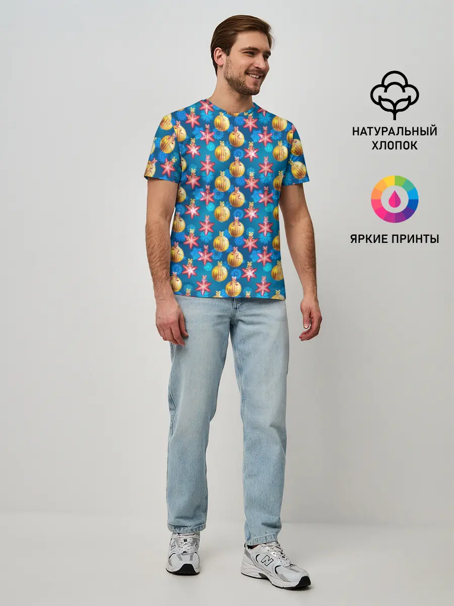 Мужская базовая футболка / Новогодние Украшения