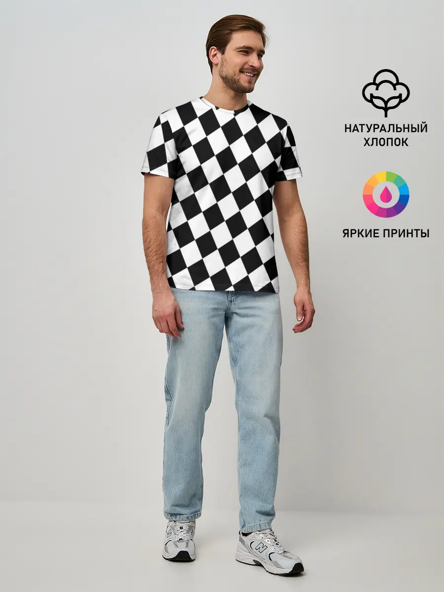 Мужская базовая футболка / Клетки