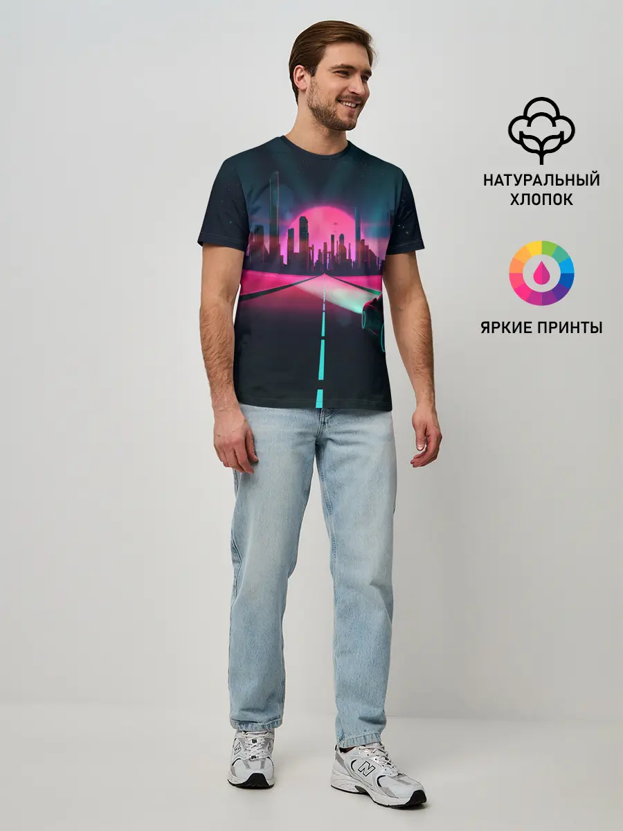 Мужская базовая футболка / НЕОНОВЫЙ ГОРОД