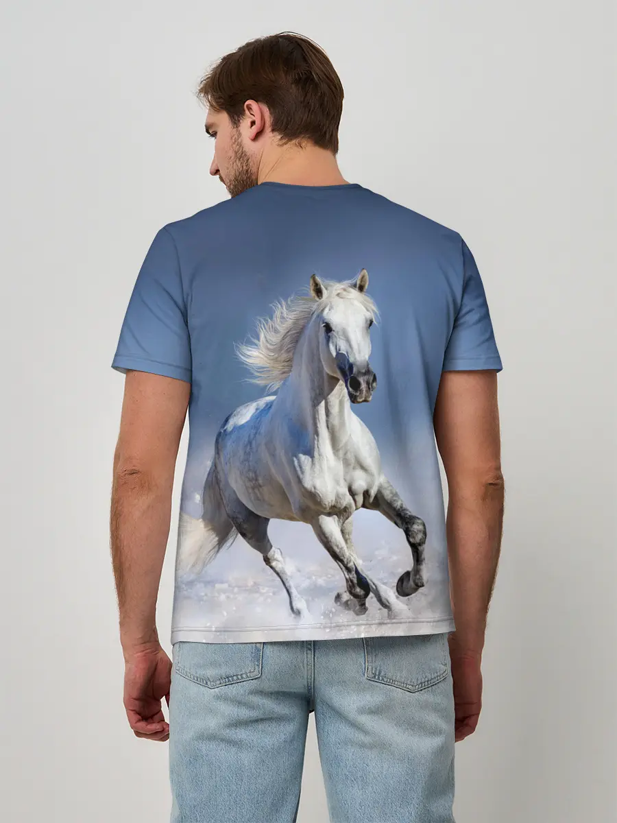 Мужская базовая футболка / Белая лошадь