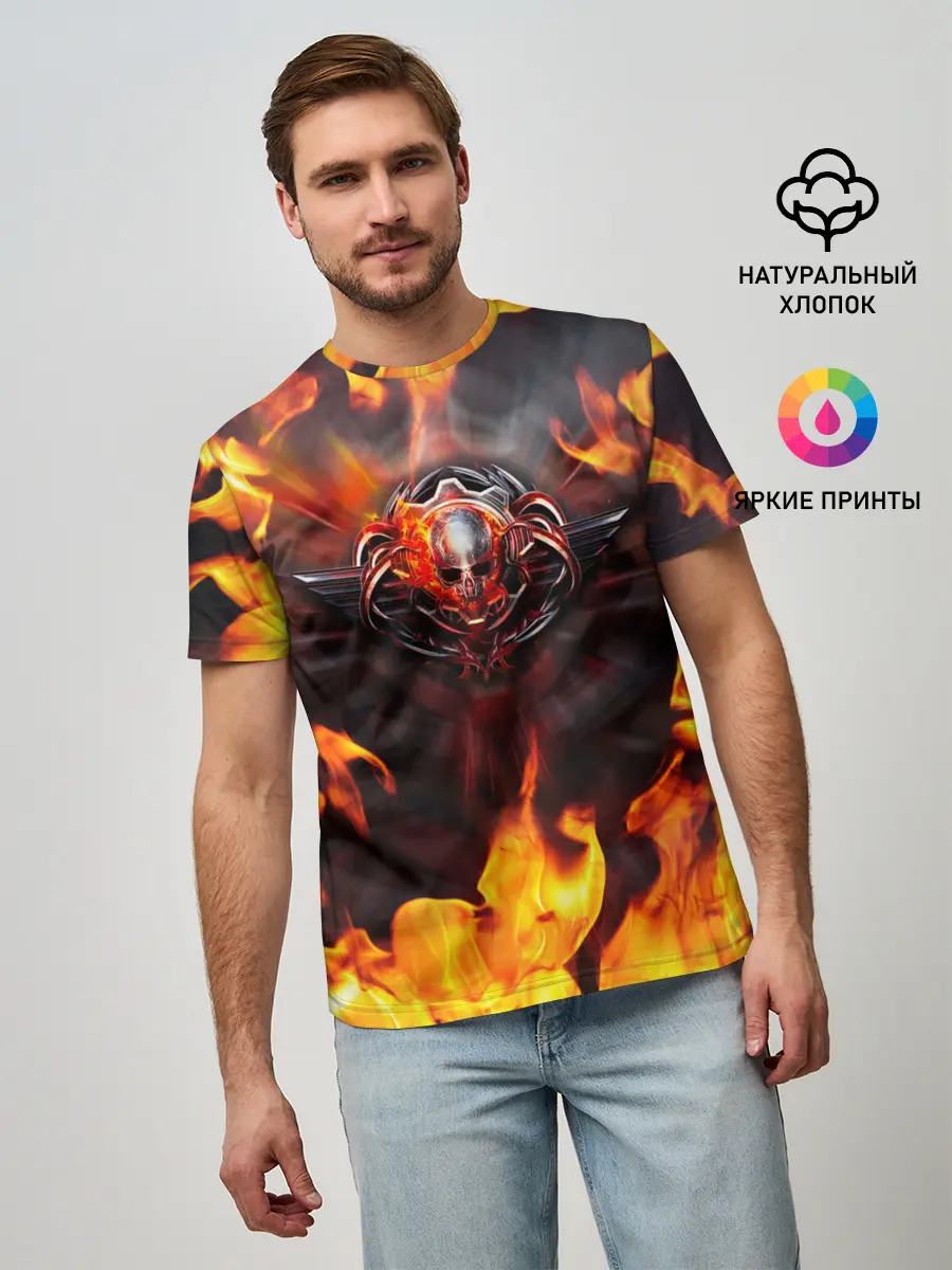 Мужская базовая футболка / FIRE GEARS OF WAR | ПОСТЕР В ОГНЕ