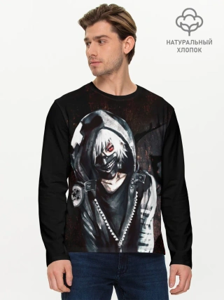 Мужской лонгслив базовый / Ken Kaneki в капюшоне