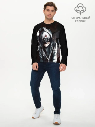 Мужской лонгслив базовый / Ken Kaneki в капюшоне