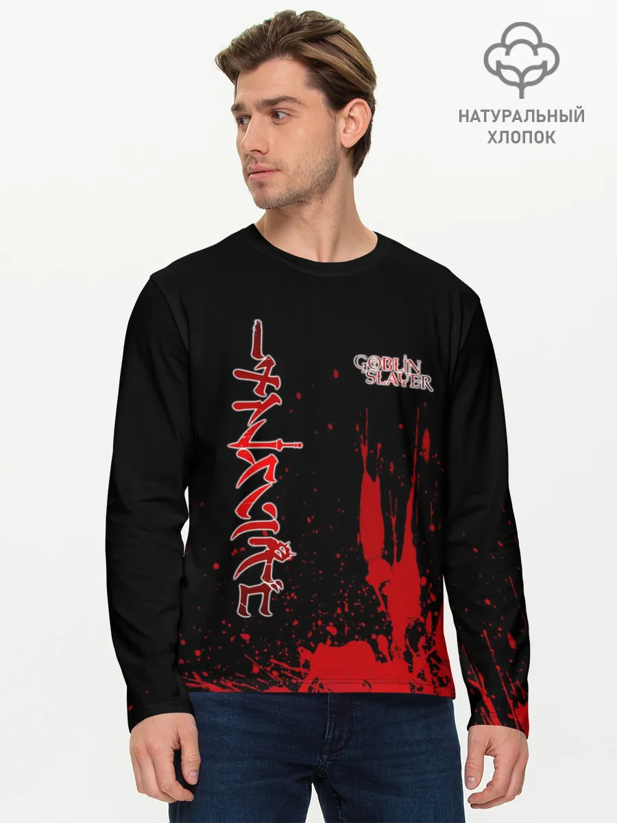Мужской лонгслив базовый / Goblin Slayer на Японском