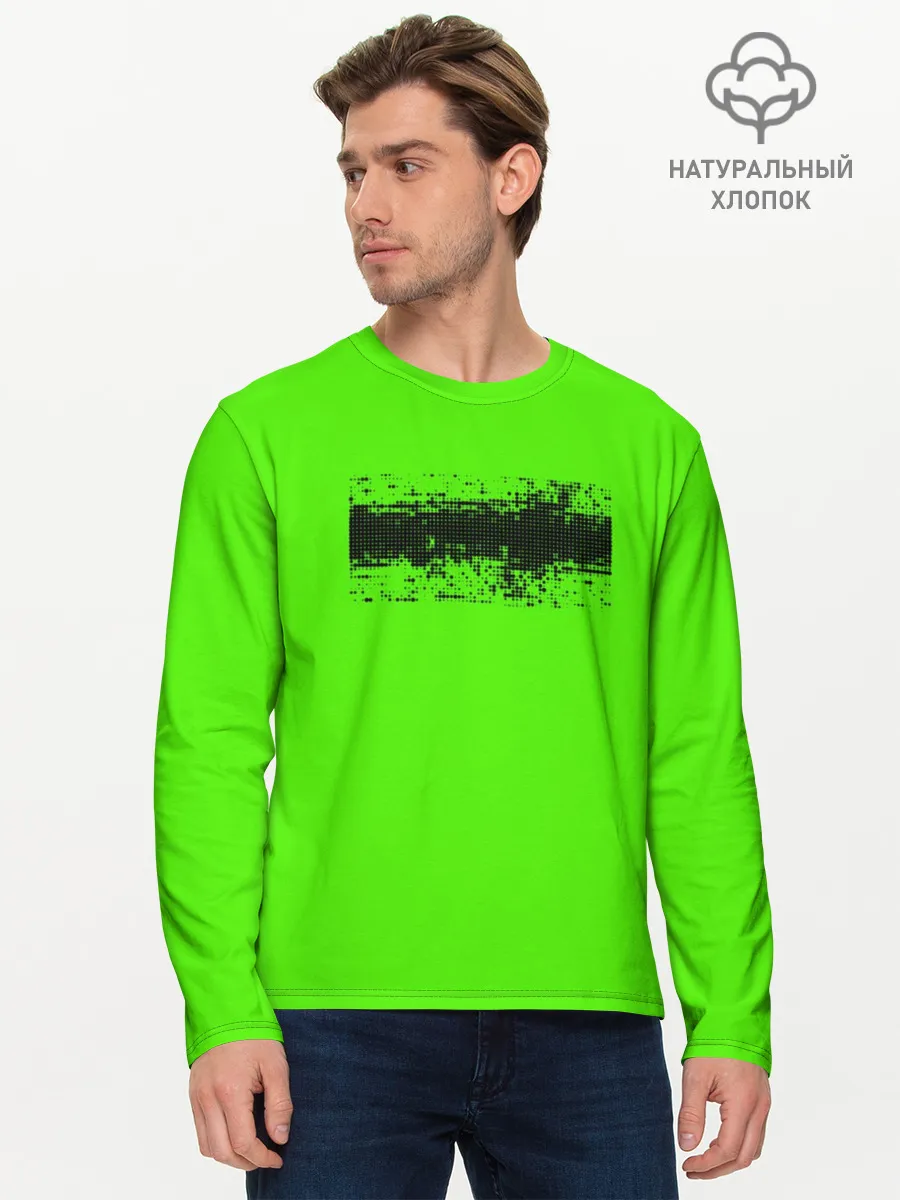 Мужской лонгслив базовый / Гранж зеленый