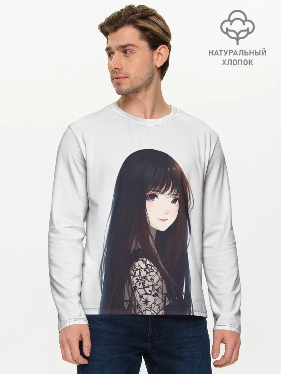 Мужской лонгслив базовый / Красивая аниме девушка