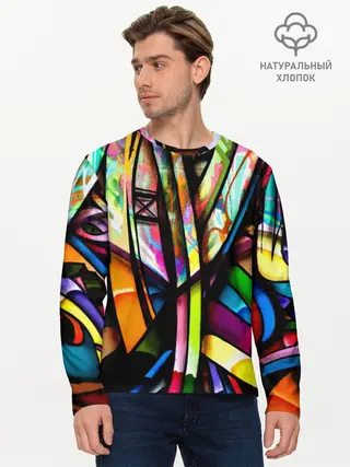 Мужской лонгслив базовый / Красочное граффити