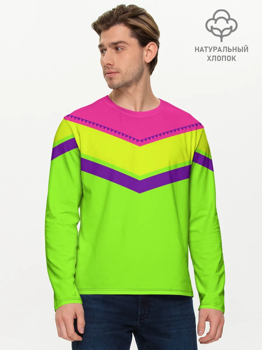 Мужской лонгслив базовый / Цветные треугольники_ салатовы