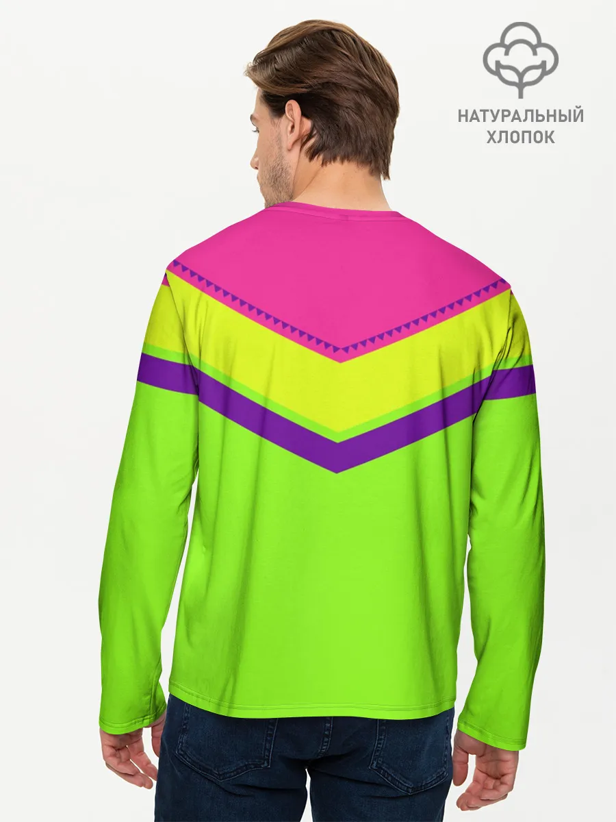 Мужской лонгслив базовый / Цветные треугольники_ салатовы