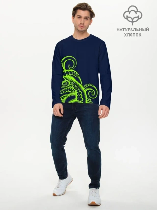 Мужской лонгслив базовый / Кислотный осьминожка