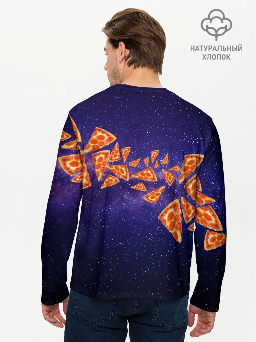 Мужской лонгслив базовый / Пицца - Кот