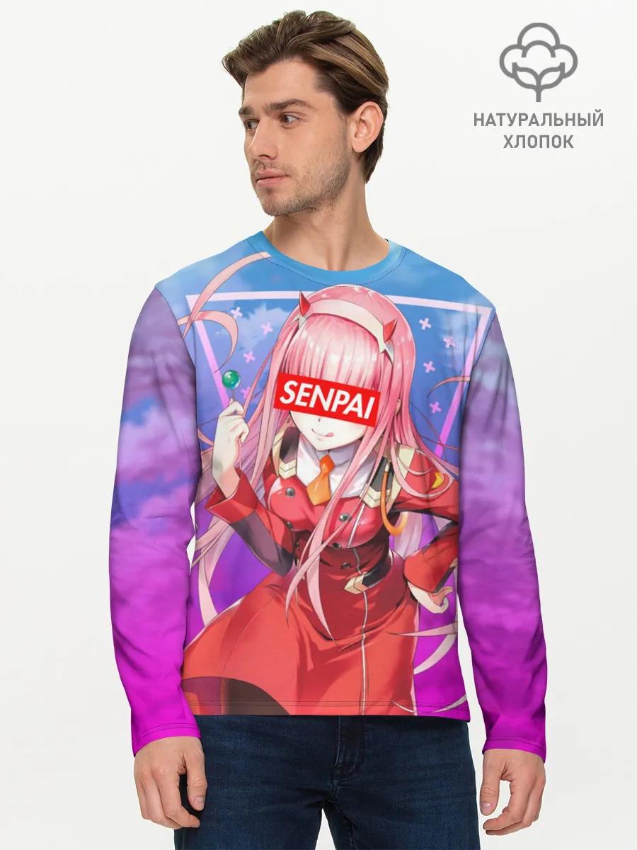Мужской лонгслив базовый / Anime Senpai Girl pink