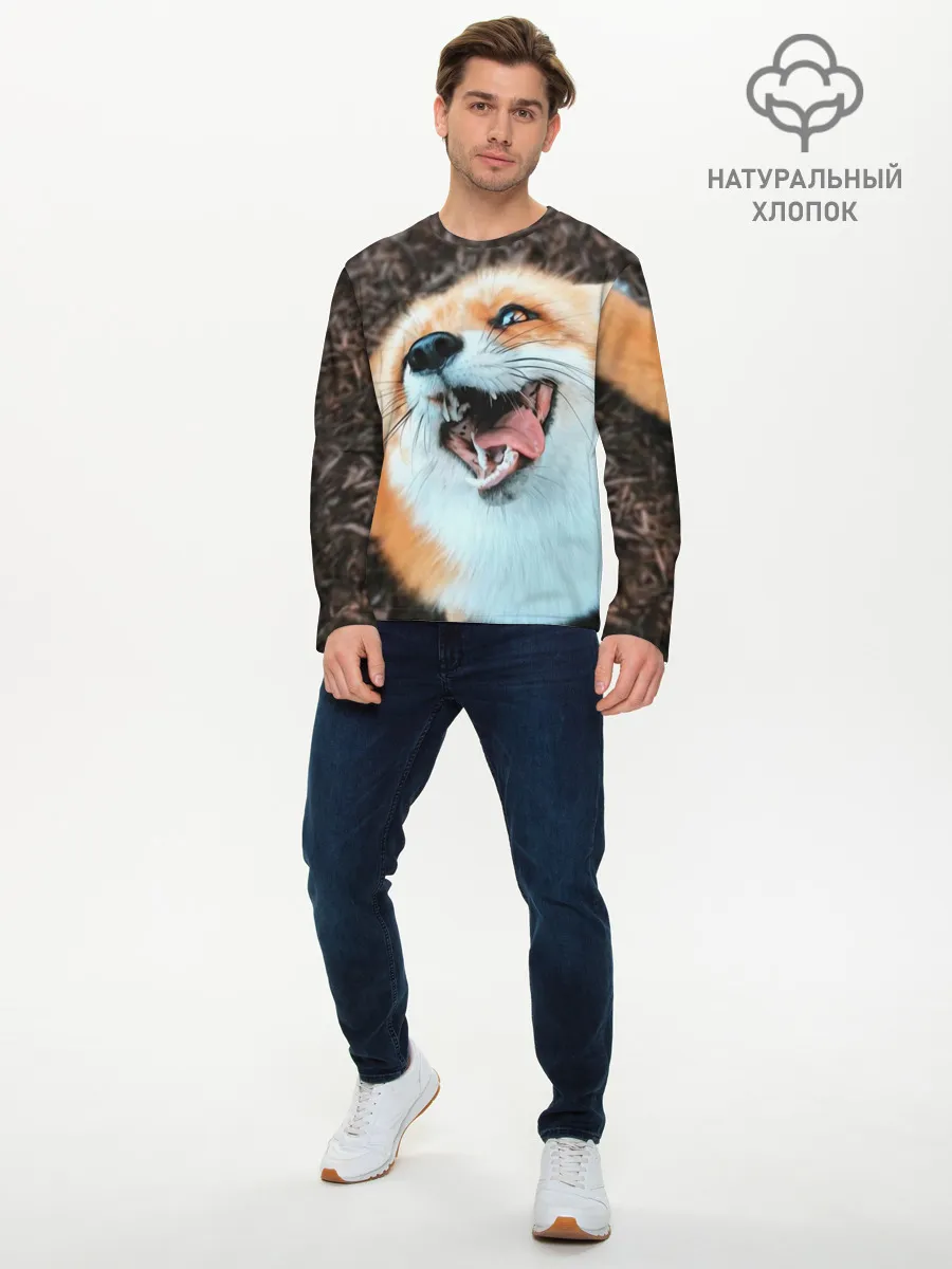 Мужской лонгслив базовый / Довольная лиса